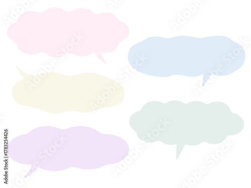 横長のパステルカラーのふにゃふにゃの吹き出し