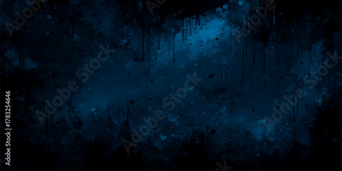 Dark blue grunge wall texture: abstract vintage paper backdrop with aged paint and rough metal surface pattern