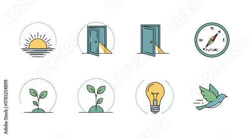 “Symbolic New Beginnings Icons”