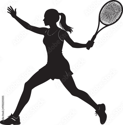 Female Tennis Player Silhouette Vector