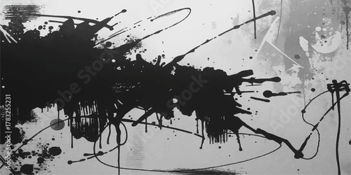 Abstract black ink splatter grunge texture design