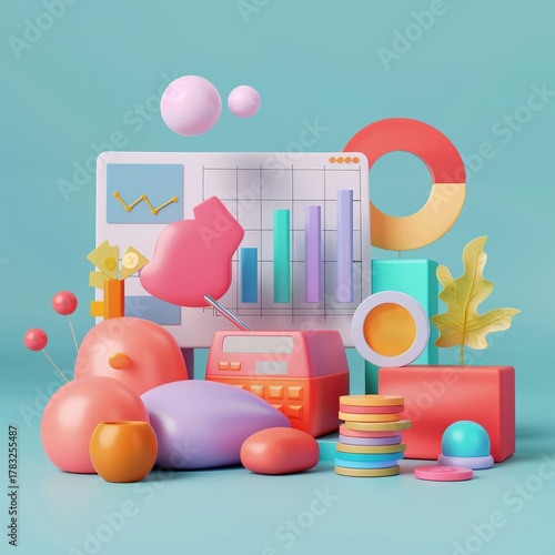 3D render icon  8K AIdriven financial management 3D render clay style isolated on pure solid background of automated finance Pop Art 3D
