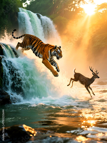 Tiger catch up deer
