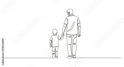 Father and child holding hands walking