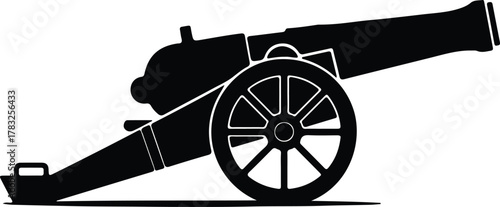 Illustrator Black cannon military historical symbol isolated Silhouette vector