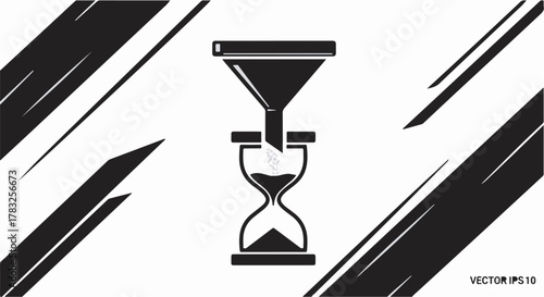 Hourglass filtering substance, symbolizing time management and process