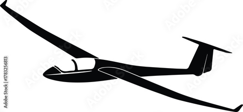 Illustrator gliding glider airplane flight soaring aircraft aviation Silhouette vector