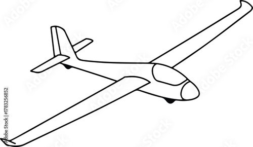 Illustrator Glider airplane minimalist outline design for prints Silhouette vector
