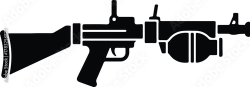 Illustrator Grenade launcher military weapon solid simple black Silhouette vector