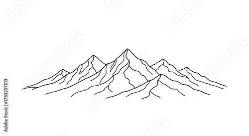 Mountain peaks line art range nature