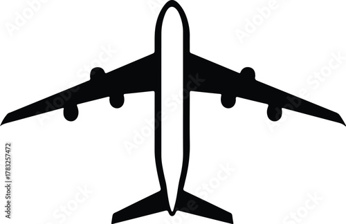 Illustrator modern airplane silhouette passenger jet flying plane vector