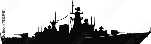 Illustrator Modern warship destroyer silhouette vector