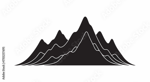 Abstract mountain range silhouette with layered peaks and undulating lines