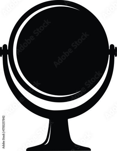 Illustrator Round table mirror for vanity decoration in black Silhouette vector
