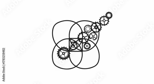 Intricate gears interlock and cascade, symbolizing complex systems and innovation.