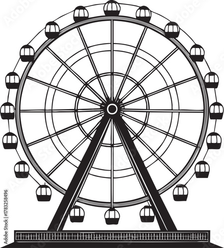  Midnight Ferris Wheel Black Vector Silhouette
