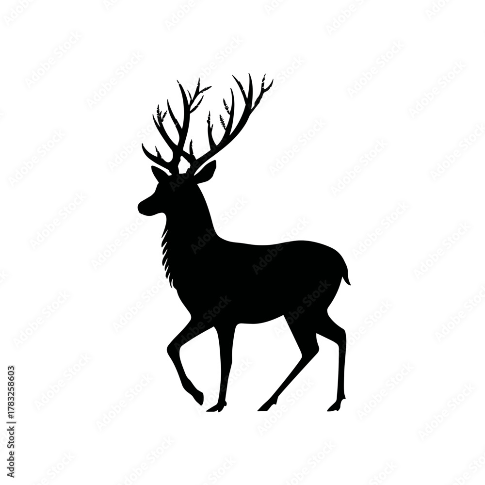 Obraz premium Simple Vector deer silhouette clipart, icon, logo