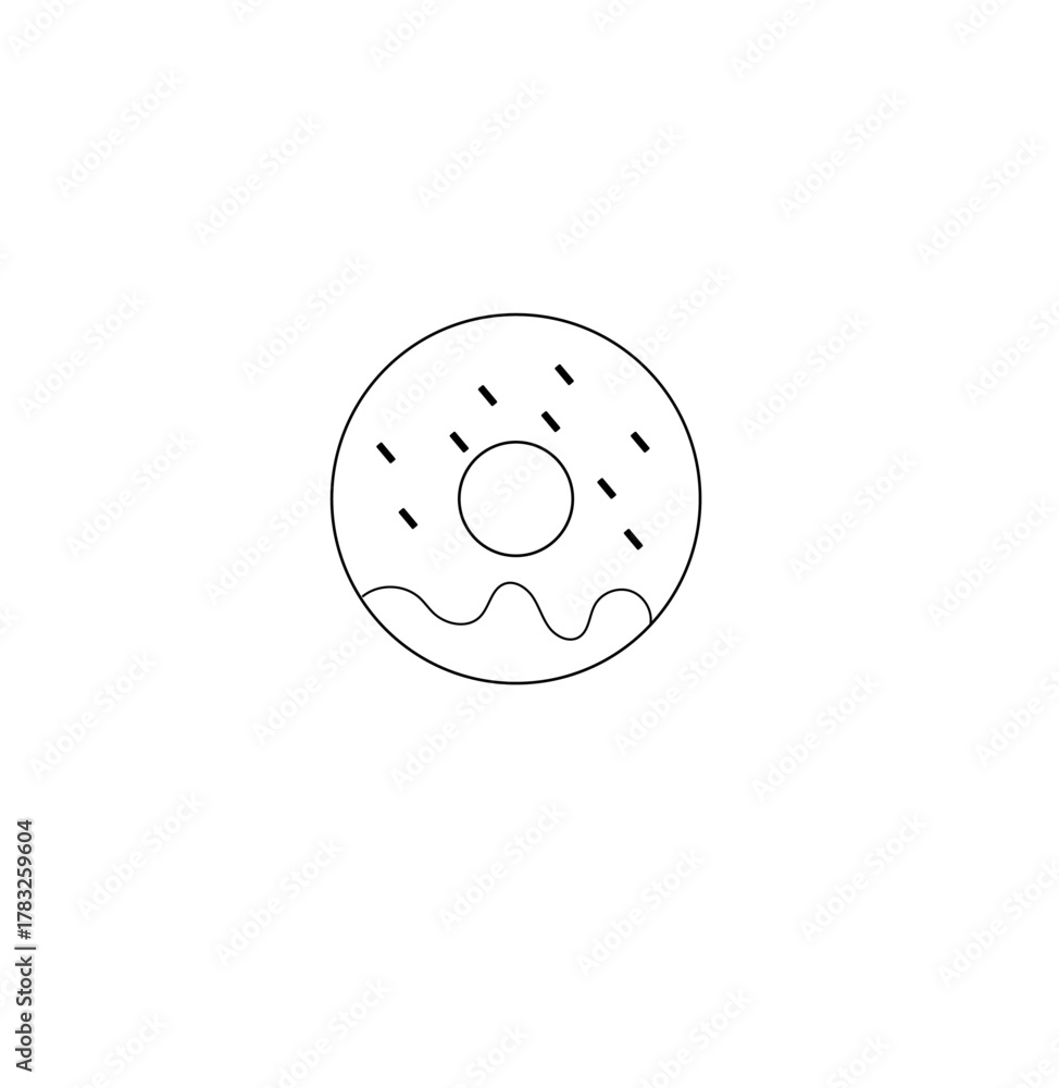 Obraz premium Minimal Donut Icon | Line Art Sweet Dessert Illustration