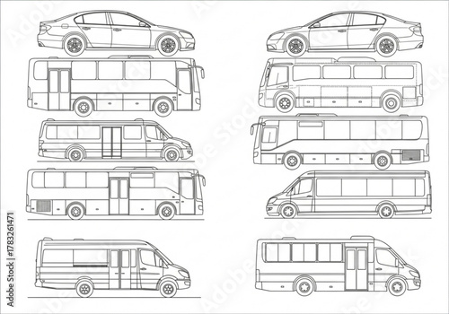 Collection of various vehicle outlines