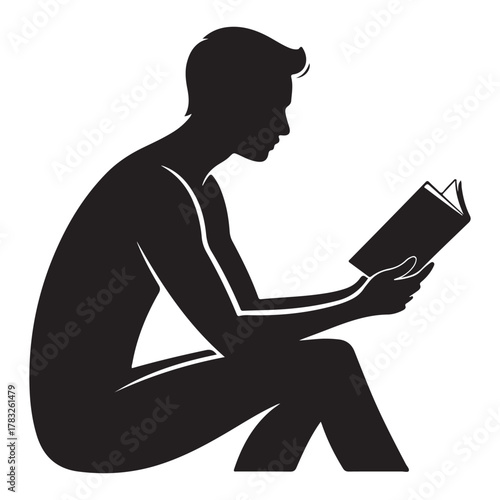 Man reading book silhouette