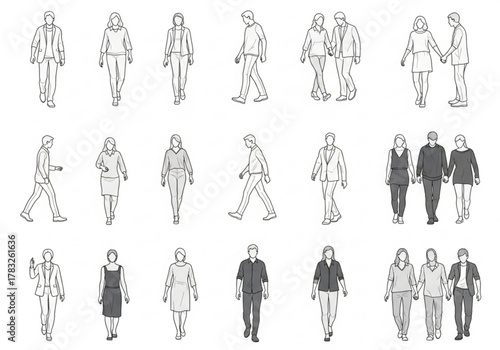 Collection of diverse people in outline style