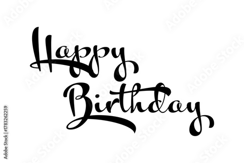 Happy Birthday - 手書き風の筆記体でおしゃれに書いた、「Happy Birthday（誕生日おめでとう）」のロゴマーク
