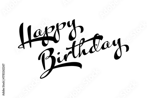 Happy Birthday - 手書き風の筆記体でおしゃれに書いた、「Happy Birthday（誕生日おめでとう）」のロゴマーク
