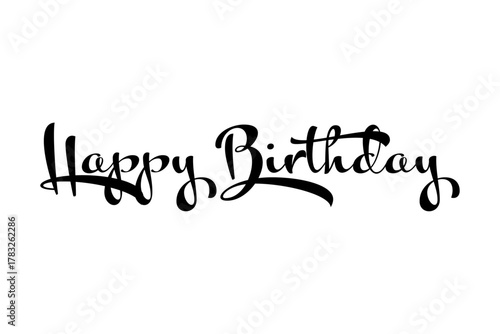 Happy Birthday - 手書き風の筆記体でおしゃれに書いた、「Happy Birthday（誕生日おめでとう）」のロゴマーク

