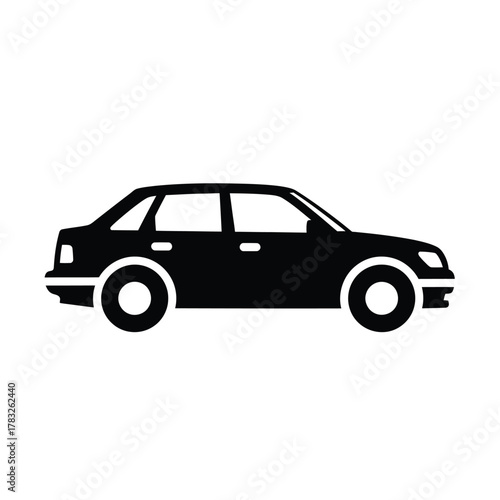 Black sedan silhouette vehicle automobile