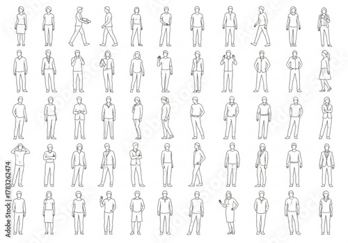 Collection of diverse people in various poses