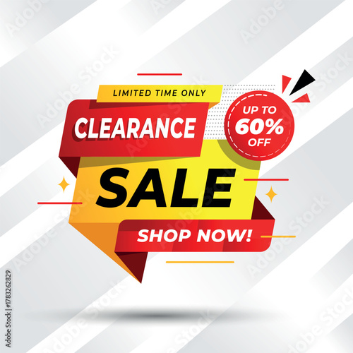 Dynamic Clearance sale banner design with 60% off