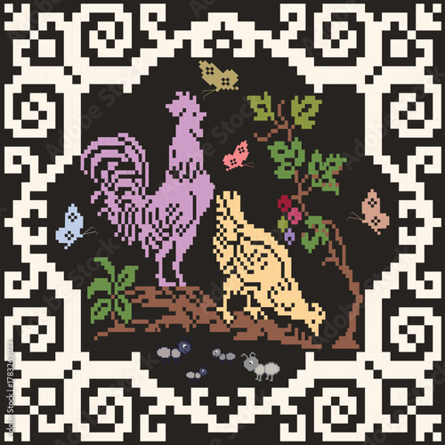 Animal pattern design for decoration, fabric, pillowcases, tiles.