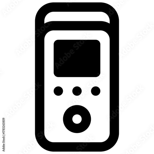 Voice recorder. Outlined stroke vector icon with black-filled details.
