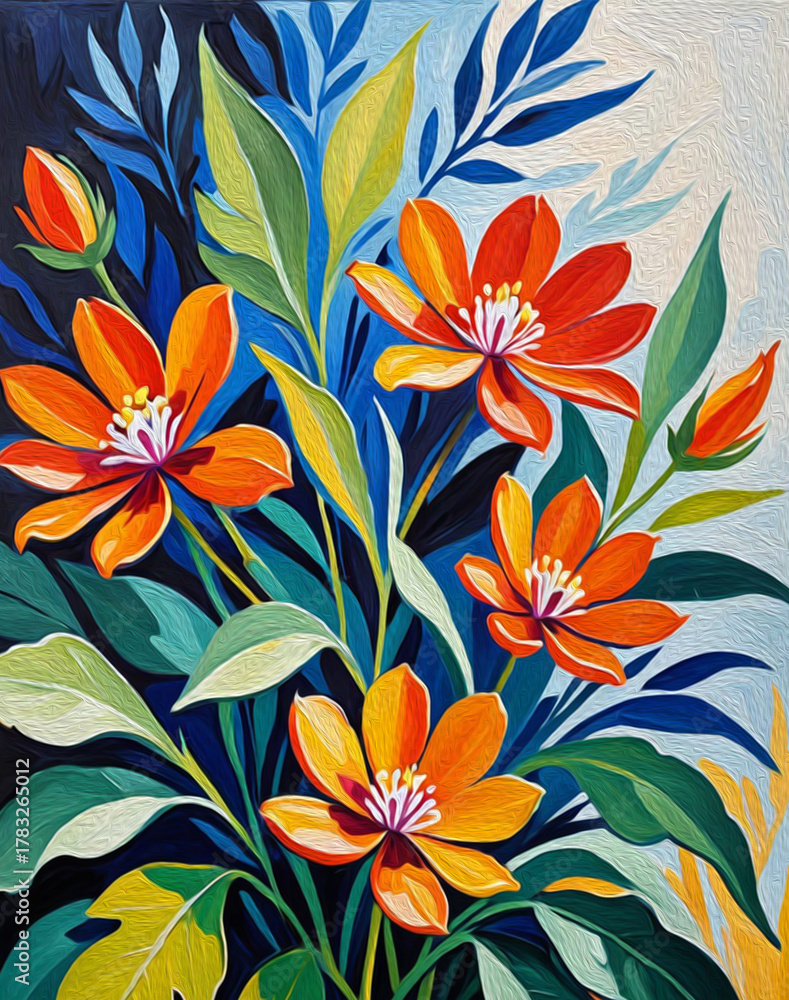 Fototapeta premium Oil painting . Artistic brush strokes. Botanical illustration for printing on wall decorations.