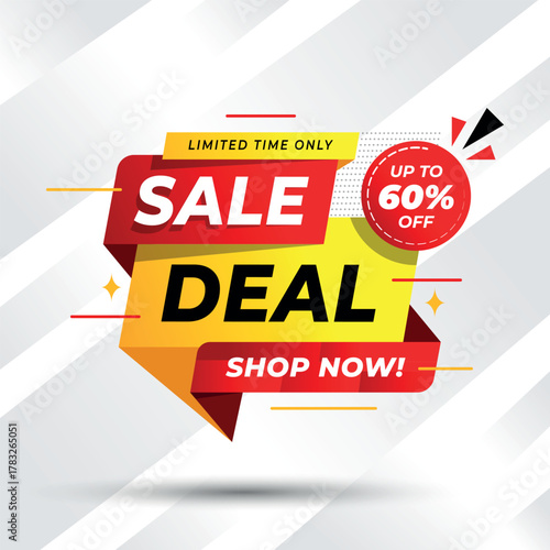 Vibrant Sale Deal Promotion Banner with Up to 60% off