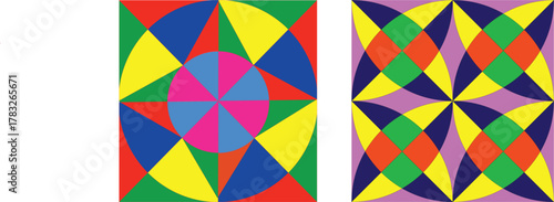 Geometric Abstract Art with Vibrant Colors and Patterns