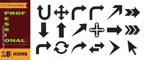Collection of 18 professional black arrow icons