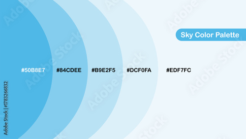 Sky color palette with soft blue tones from medium to pale, perfect for clean design, nature themes, branding, packaging, and calm visual compositions.