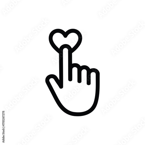 Finger touching heart shape for like icon concept