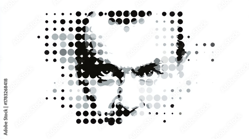 Obraz premium Halftone portrait of man made with circles