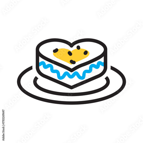 Vector multi color icon for Heart shape cake