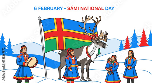 Sami National Day Celebration with Reindeer and Traditional Attire.