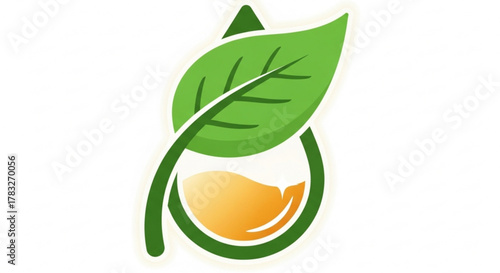 Natural organic oil extract logo design for beauty products and healthy lifestyle brand identity vector art