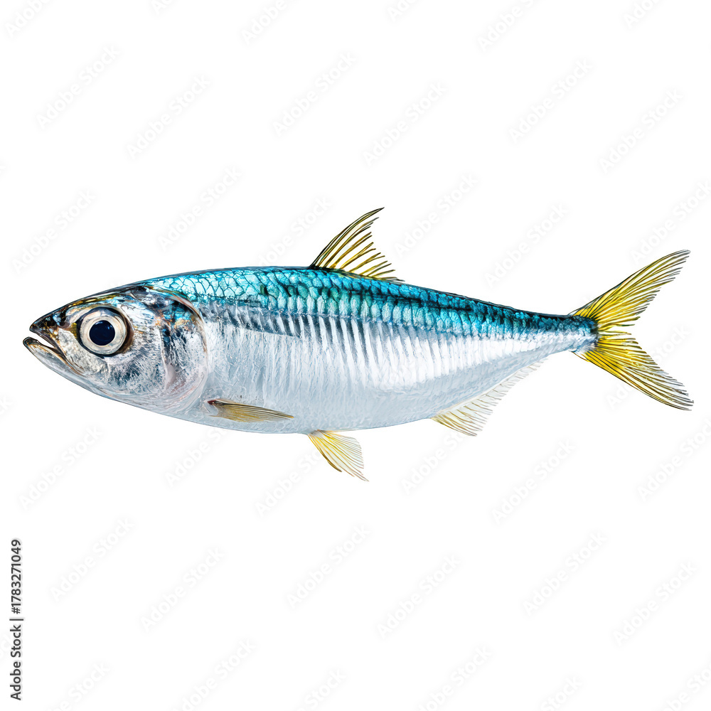 Fototapeta premium Detailed Studio Shot of a Fresh Mackerel Fish on Transparent Background. Ai Generated Images
