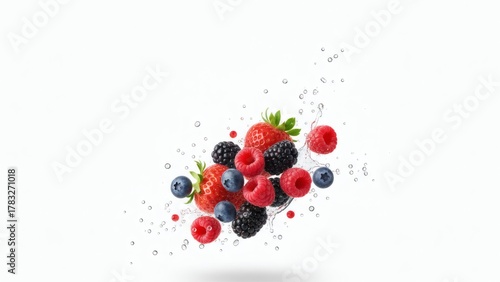 Premium Mixed Fresh Fruits on White Background with Copy Space
