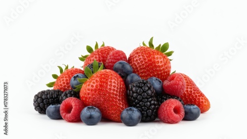 Premium Mixed Fresh Fruits on White Background with Copy Space
