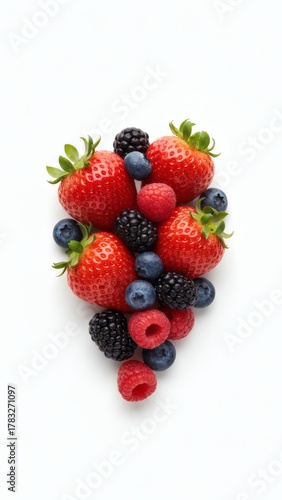 Premium Mixed Fresh Fruits on White Background with Copy Space