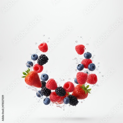 Premium Mixed Fresh Fruits on White Background with Copy Space