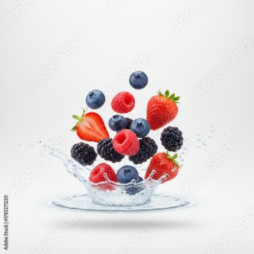 Premium Mixed Fresh Fruits on White Background with Copy Space