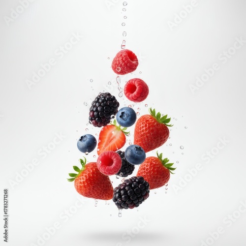 Premium Mixed Fresh Fruits on White Background with Copy Space